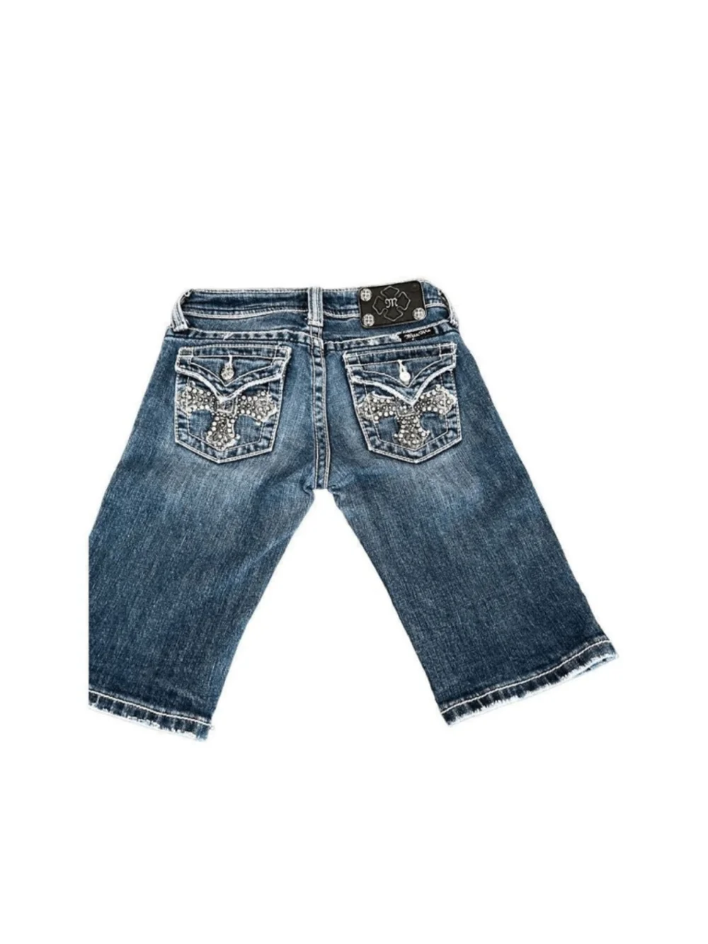 Miss Me rhinestone cross embroidered denim Bermuda shorts size 10